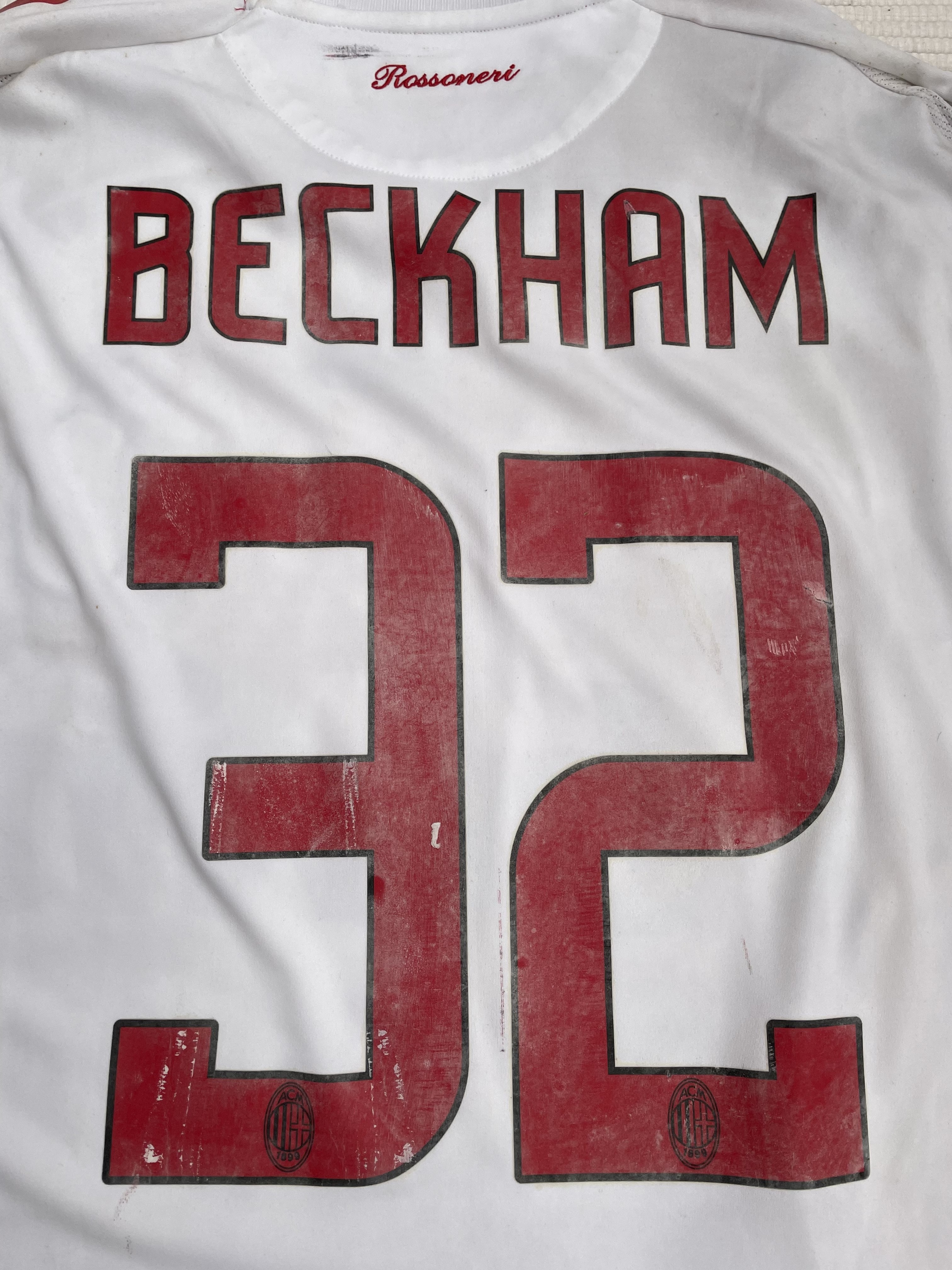 Beckham's Worn and Unwashed Shirt, Roma-AC Milan 2009