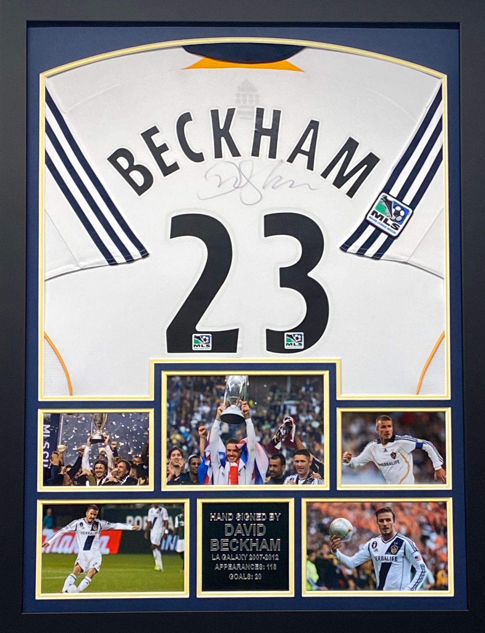 Lot Detail - David Beckham Signed LA Galaxy MLS Jersey in Framed Display