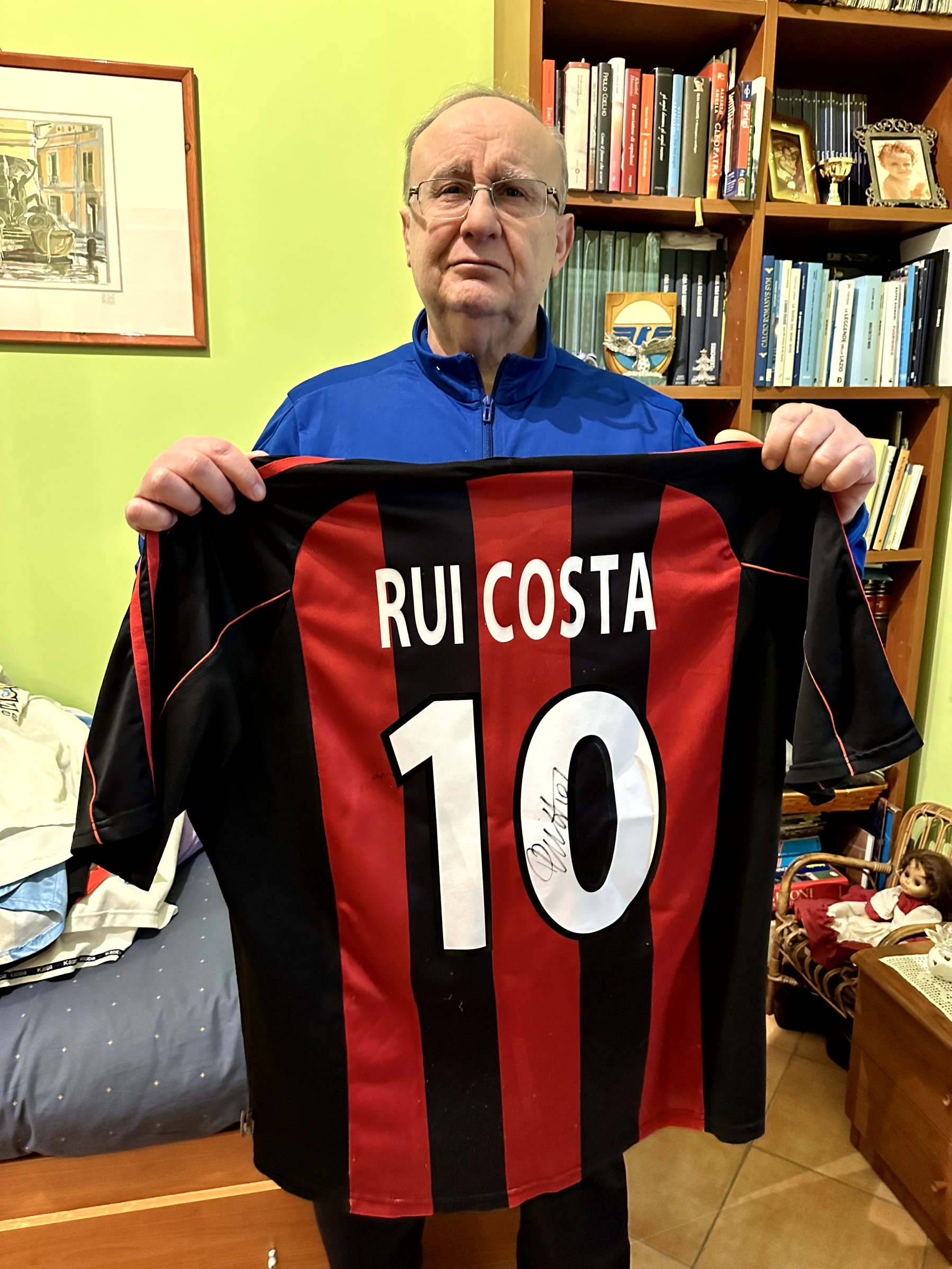 Rui Costa Official AC Milan Signed Shirt, 2001/02 - CharityStars