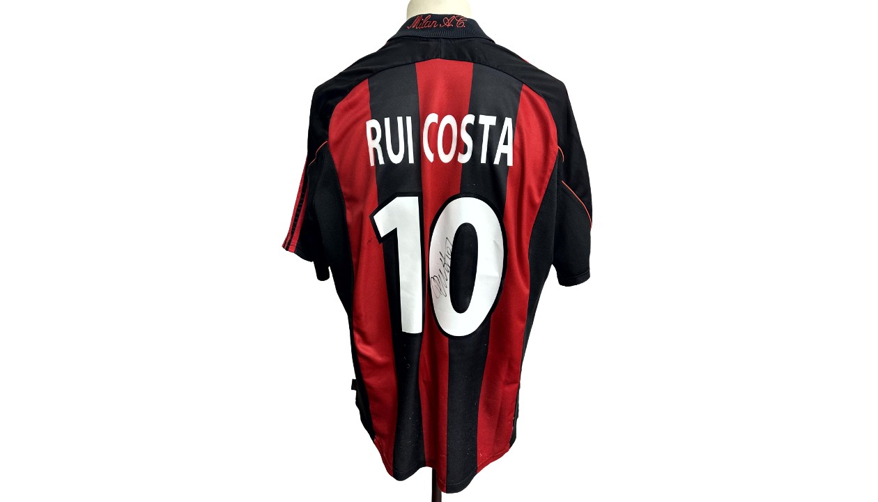 Rui Costa Official AC Milan Signed Shirt, 2001/02 - CharityStars