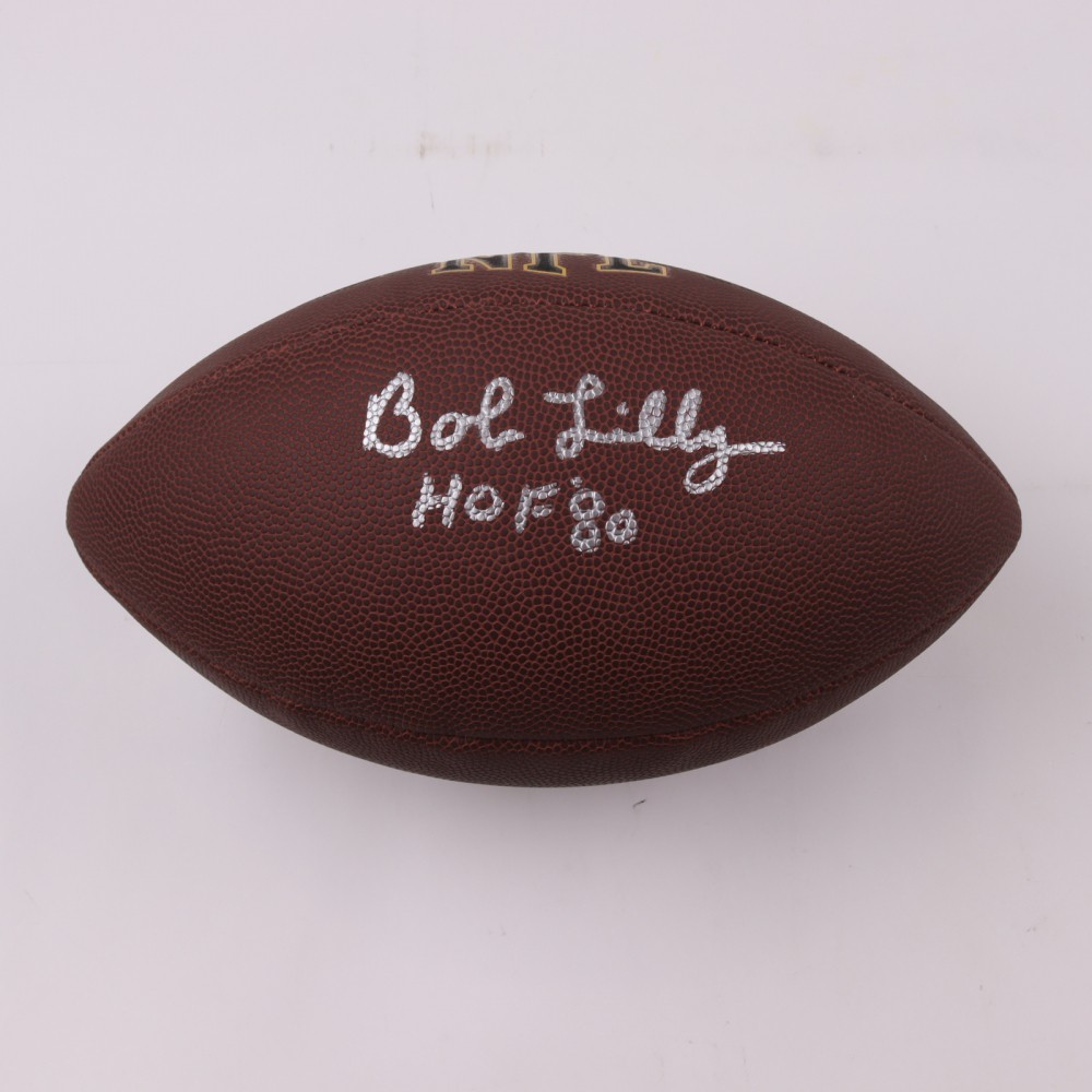 Autographed Bob Lilly Football - hof 80 mr Cowboy Jsa coa