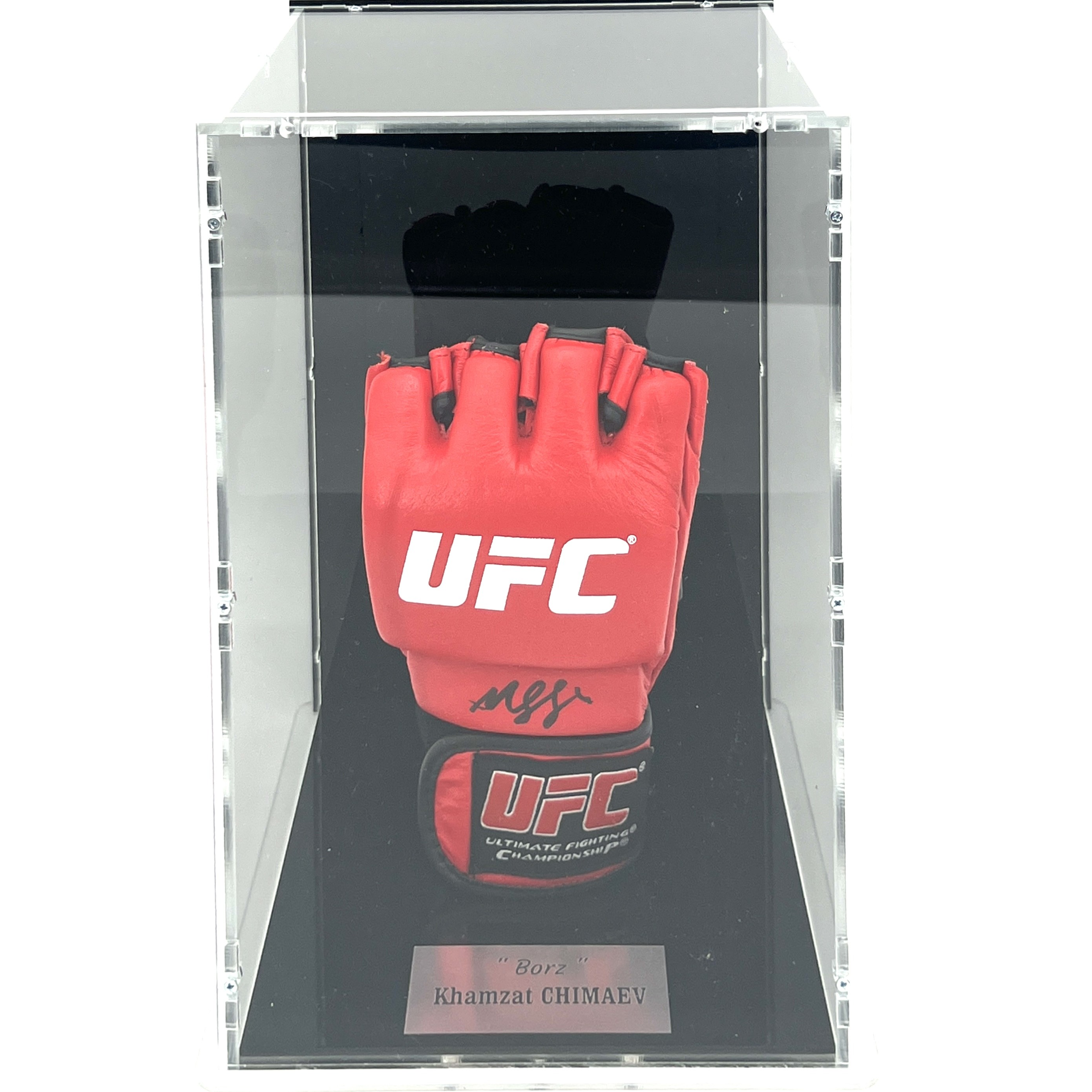 Khamzat Chimaev Signed UFC Glove in Display Case - CharityStars