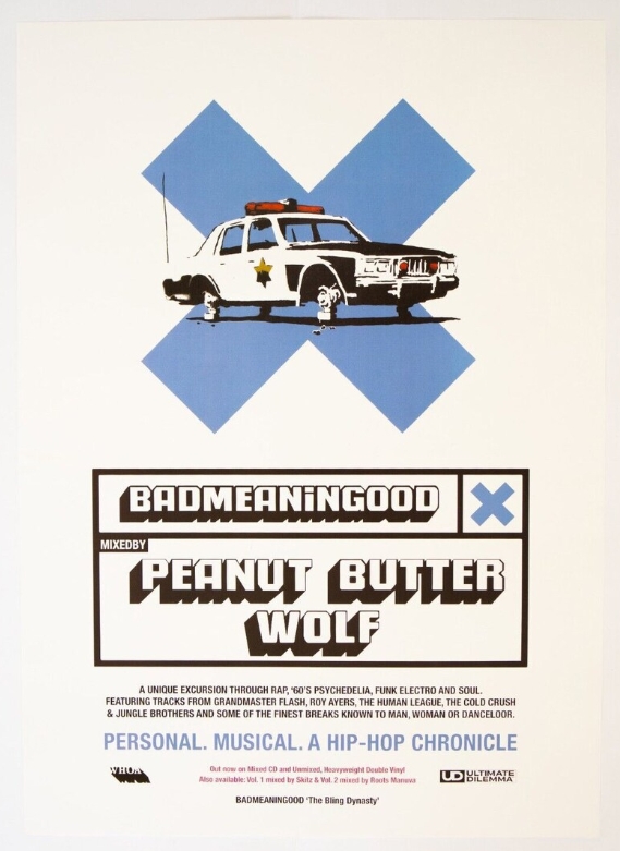 Badmeaningood 'Peanut Butter Wolf' Poster + Sticker by Banksy