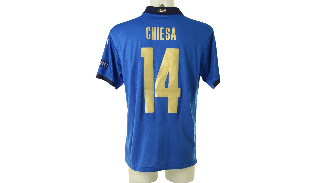 Maillot Italie Puma Blanc 2020-2021 – Federico Chiesa #14 – Match Worn EURO 2020 Vs Belgique