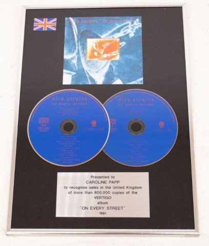 Dire Straits Official 'On Every Street' 1991 Industry Sales Award