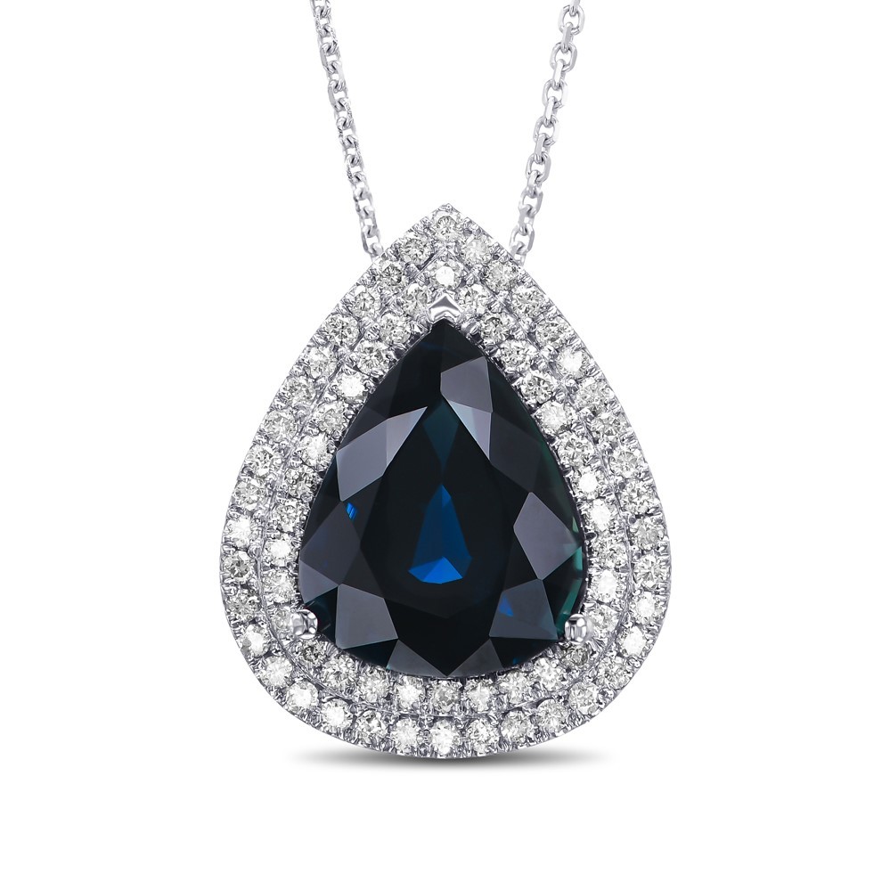 Orecchini forma Ovale con Zircone Blu Zaffiro contornato con Zirconi