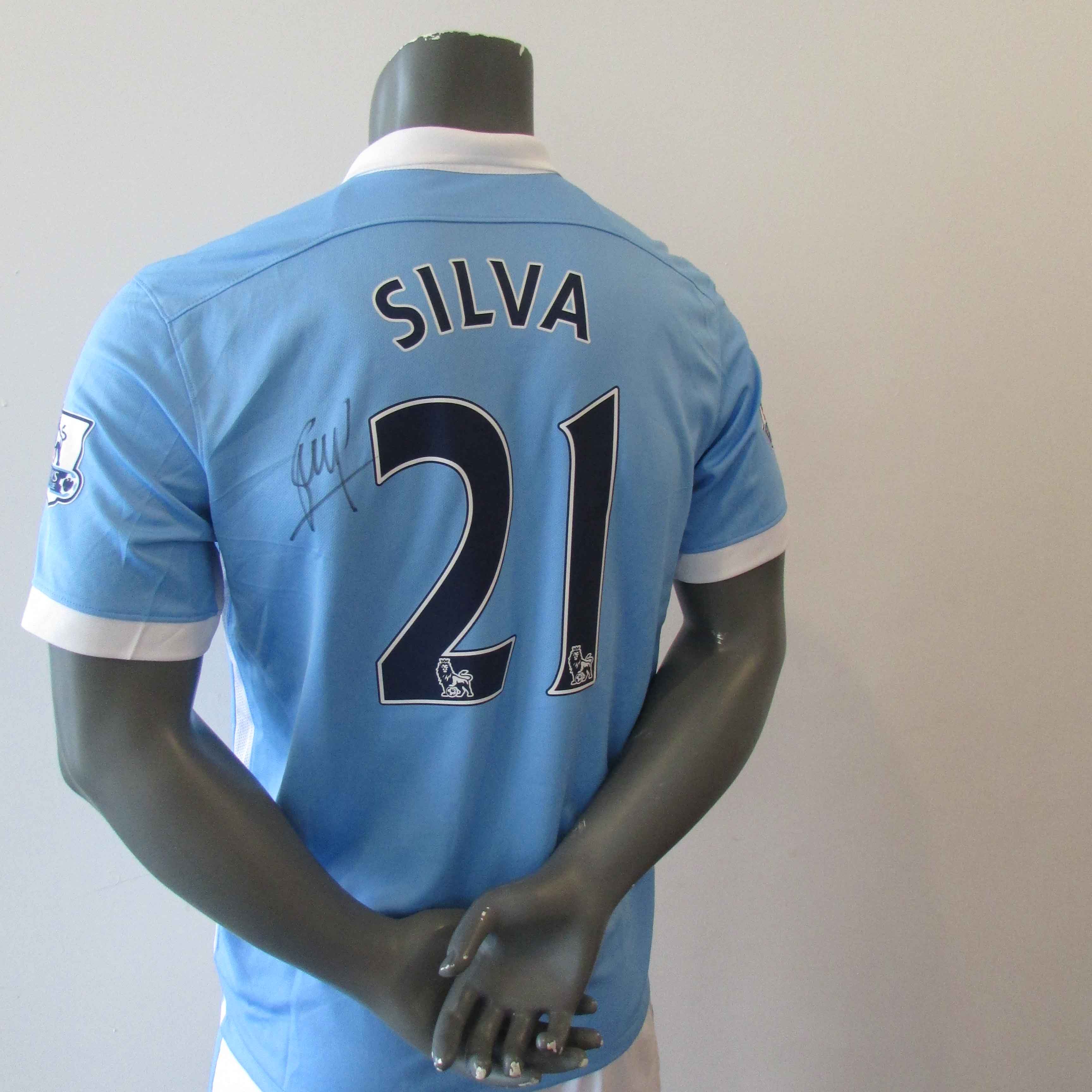 Official Manchester City Replica Shirt Signed By David Silva CharityStars