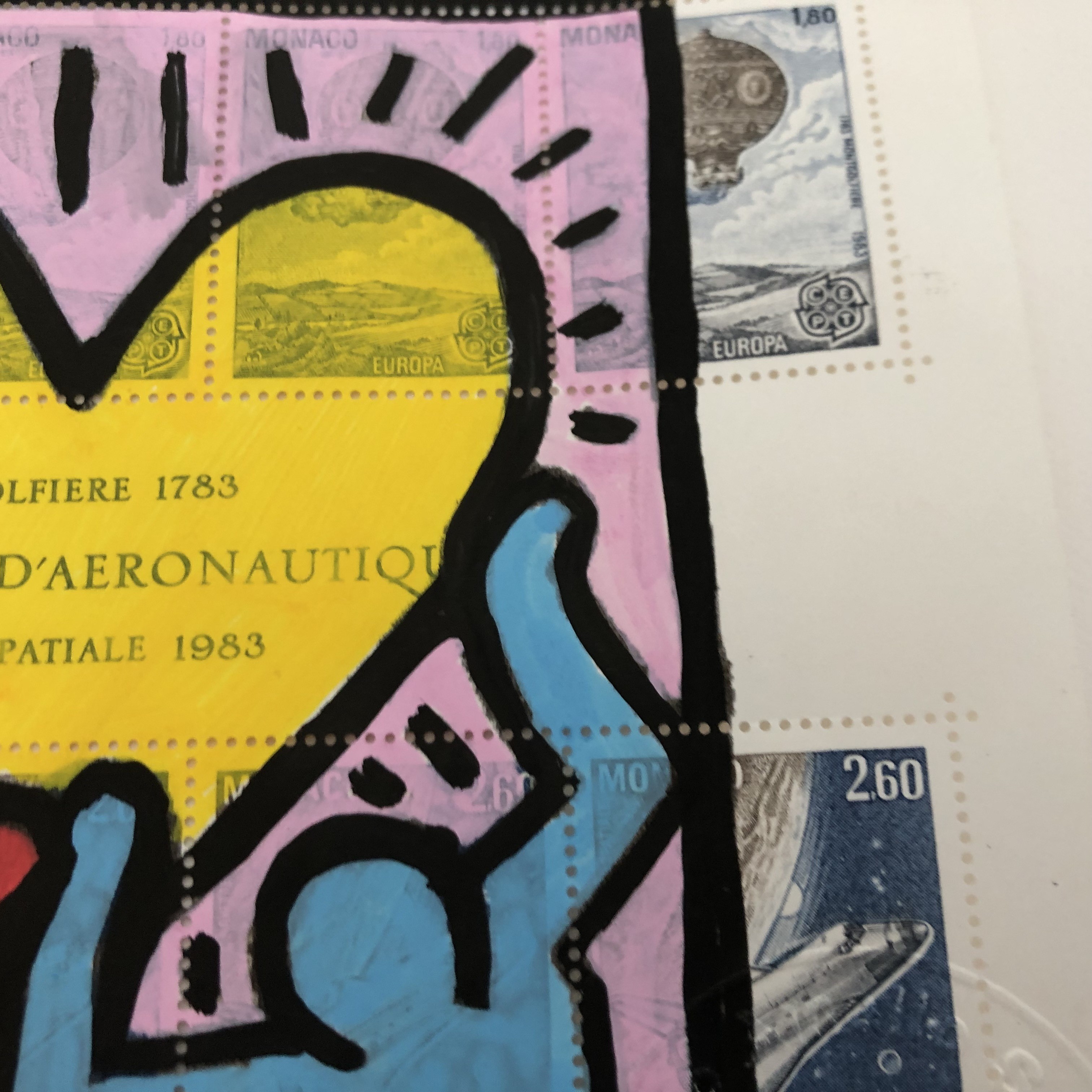 Drawing by Keith Haring on Sheet of Stamps - CharityStars