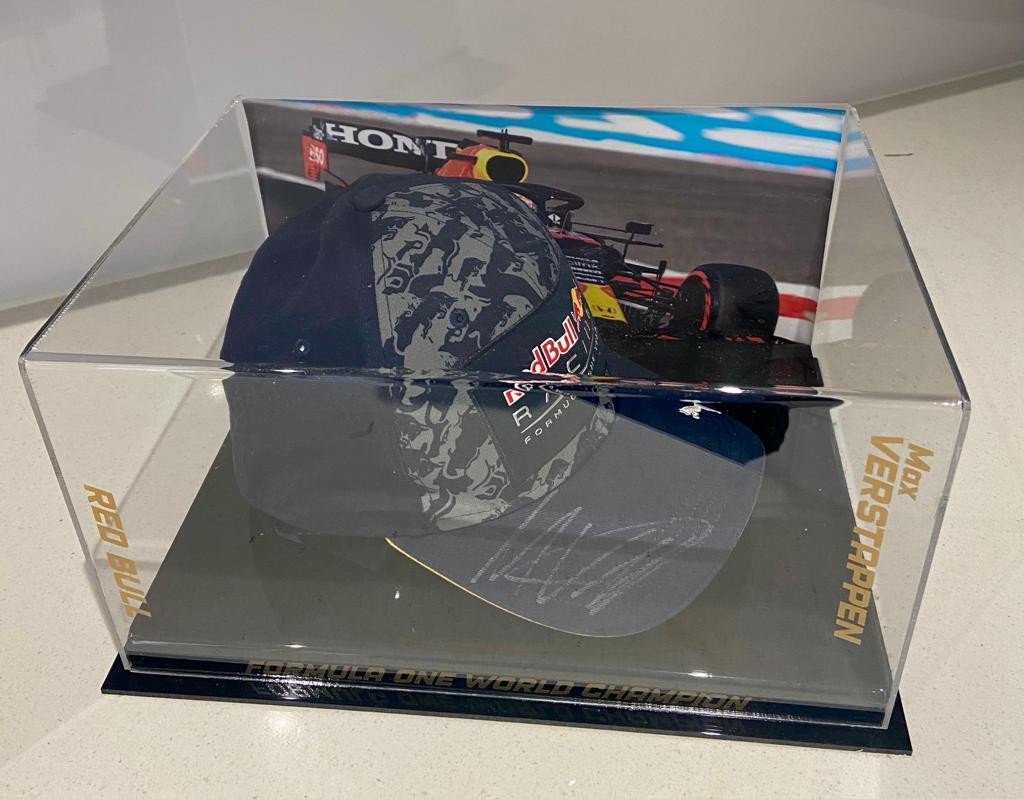 Signed Max Verstappen Cap Framed Red Bull Display - Formula 1